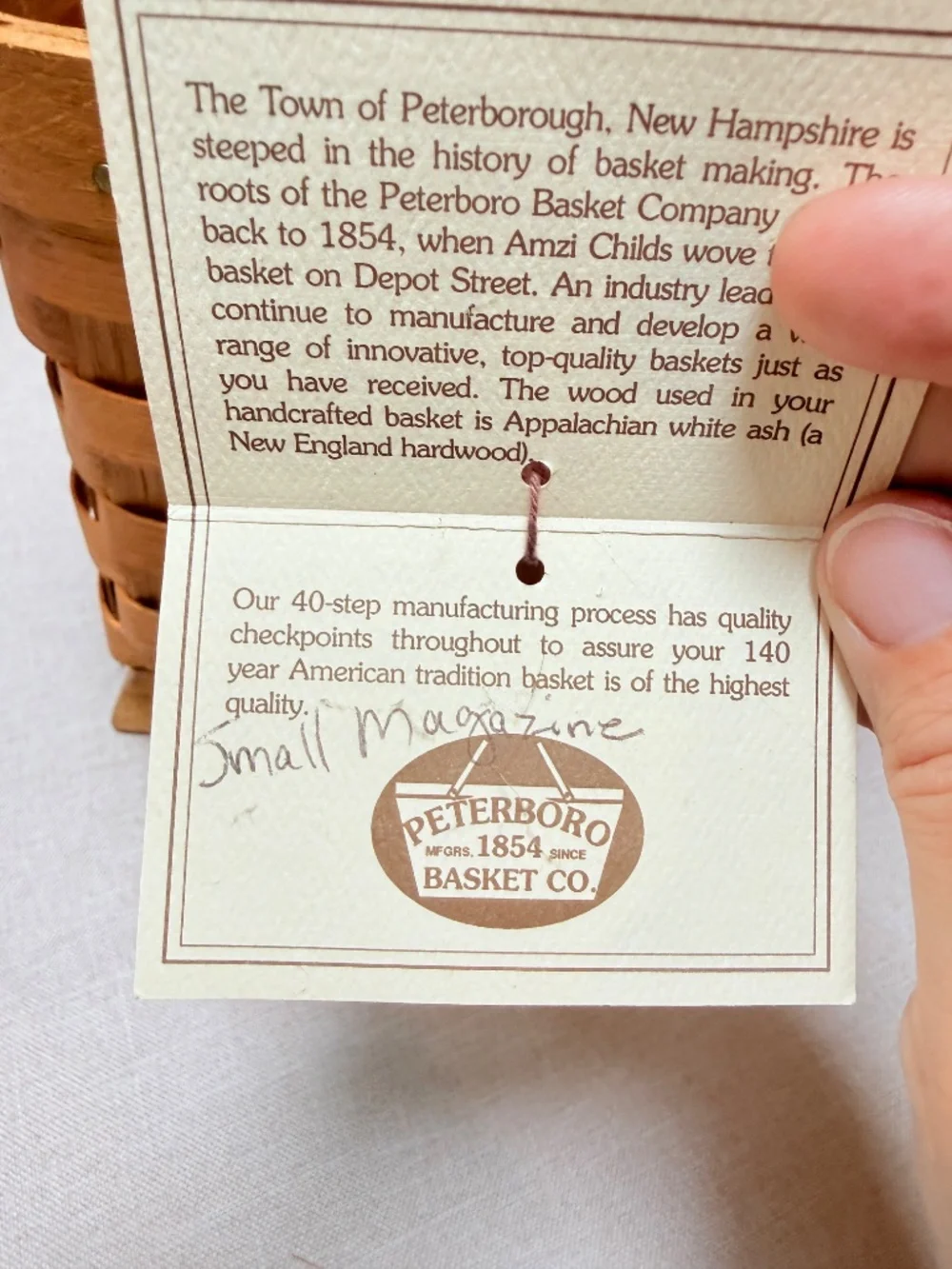 Vintage Peterboro Basket Company Small Footed Magazine Hearth Fireside Basket